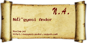 Négyesi Andor névjegykártya